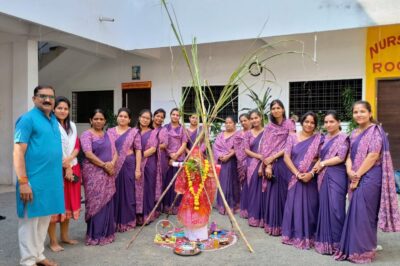 विंध्य पब्लिक स्कूल में हुआ तुलसी विवाह, छात्राओं ने बनाई रंगोली