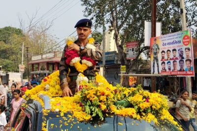 भारतीय सेना में ट्रेनिंग पूरी कर लौटे देव का ग्रामीणों ने जुलूस निकालकर किया स्वागत