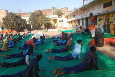 शिप्रा में हुआ सामूहिक सूर्य नमस्कार और प्राणायाम का पूर्वाभ्यास