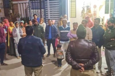 पुलिस पहुंची वृंदावन धाम कॉलोनी, रहवासियों से की चर्चा