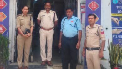 Police inspecting bank security arrangements in Bhaurasa Dewas