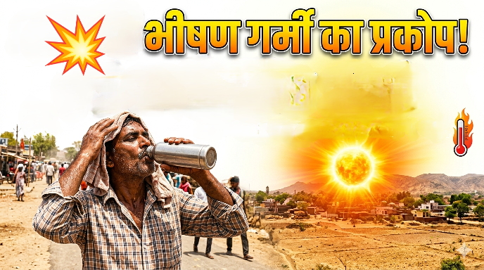 देश में भीषण गर्मी और हीटवेव के कारण खाली सड़कें और तेज धूप