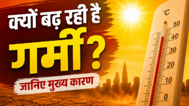 तेज धूप और बढ़ते तापमान को दर्शाता हुआ गर्मी का दृश्य