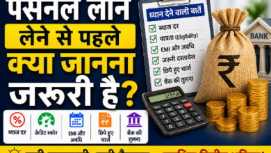 पर्सनल लोन से जुड़ी जानकारी दर्शाता चित्र जिसमें पैसे और EMI से संबंधित संकेत दिख रहे हैं