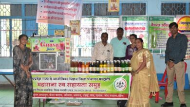 Women of Maharana self help group selling juice and shakes at stall in Mandsaur