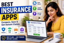 woman searching best insurance apps on laptop