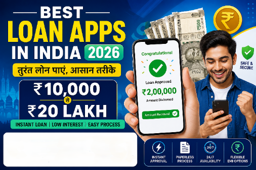 Best Loan Apps in India 2026 showing instant loan approval on smartphone with personal loan options