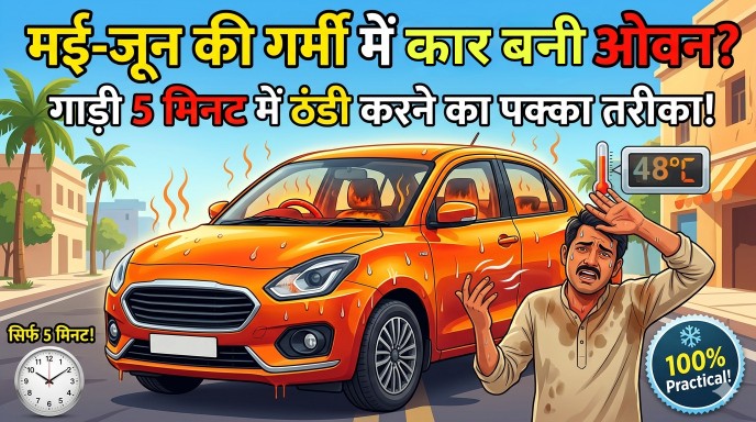 धूप में खड़ी गर्म कार जिसे ठंडा करने के आसान तरीके बताए गए हैं