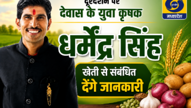 Young farmer Dharmendra Singh Rajput during Doordarshan farming program.