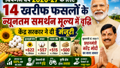 14 खरीफ फसलों के MSP में वृद्धि की जानकारी।