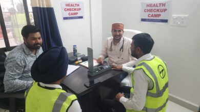 doctor checking workers in free health camp on labour day in India