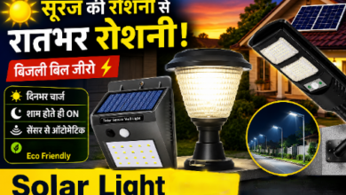 घर, गेट और सड़क के लिए उपयोगी solar lights की जानकारी दिखाती इमेज