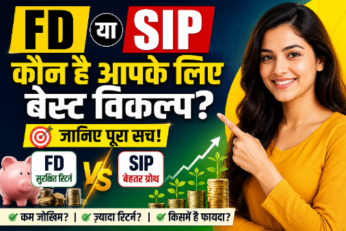 FD और SIP निवेश विकल्पों की तुलना करता हुआ वित्तीय ग्राफ।