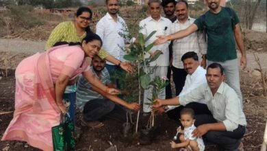 ऑक्सीजन पार्क पुणे में आयोजित पौधारोपण कार्यक्रम में पौधे लगाते पर्यावरण प्रेमी।