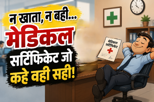 मेडिकल सर्टिफिकेट से संबंधित व्यंग्य की तस्वीर
