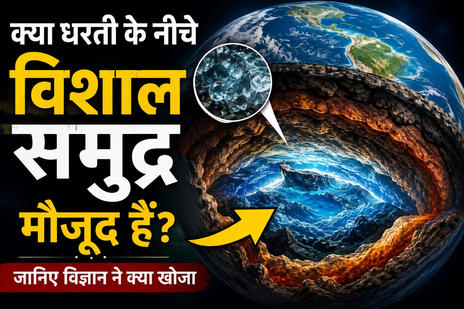पृथ्वी की परतों और गहराई में मौजूद जल का वैज्ञानिक चित्रण