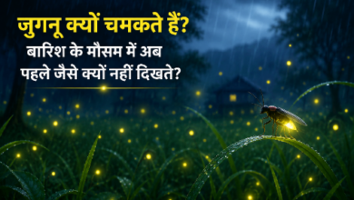 बरसात की रात में हरियाली के बीच चमकते जुगनू